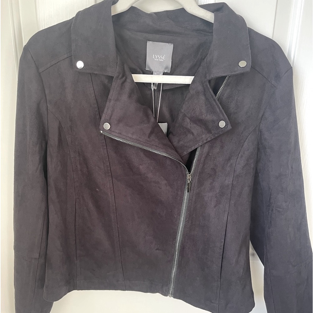 Lysee Vegan Suede Moto Jacket, NWT